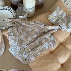 [40-68kg] Patinação Seda Gelo ~ Cintura Média Estampada Nádegas Confortáveis Pequenas Frescas Fofas Calcinhas Femininas