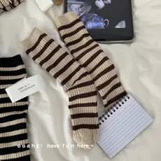 Pare de apertar!Secretamente usar outono inverno Cashmere listrado pilha meias coreia ins quente meias grossas estilo ja
