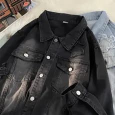 Estilo americano lavado rotulagem estrela Denim jaqueta das mulheres dos homens primavera outono High Street macacão jaq