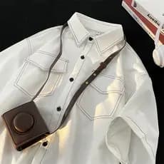 Camisa de bolso de manga curta masculina bonito verão 2026 novo estilo na moda Casual solto estilo bf camisa meia manga