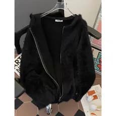 Design de zíper duplo sentir com capuz branco vison velo camisola jaqueta masculina Cardigan outono inverno High-End F