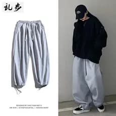 Calças masculinas ins na moda All-Match calças estilo bf calças casuais calças esportivas soltas Leggings calças cinza S