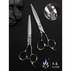 Tesoura de cabeleireiro azul fogo 20cm 21cm tesoura abrangente tesoura plana HLE60L estrutura de cabelo profissional tes