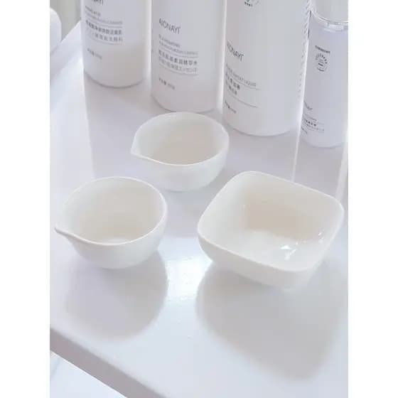 Tigela quadrada branca de cerâmica dedicada para gerenciamento de pele, copo de porcelana branca, salão de beleza, tigel