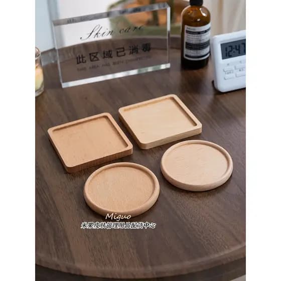 Coaster de madeira maciça estilo japonês almofada de isolamento térmico madeira de faia sem pintura armazenamento de jói