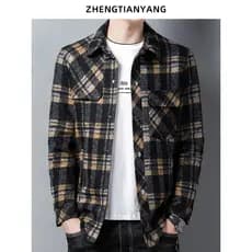 Outono inverno jaqueta estilo camisa de lã masculina engrossado camisa de lã na moda macacão masculino casaco