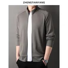 Primavera outono gola alta algodão manga comprida moletom masculino manga Raglan Cardigan versão coreana esportes casuai