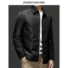 Camisa estilo leve pneu couro costura para baixo jaqueta masculina branco ganso para baixo jaqueta inverno camelo velo e