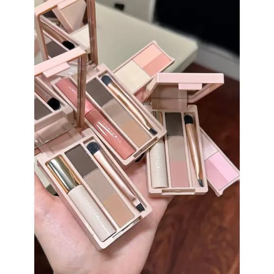 Tudo em uma caixa!Juduo Mini Paleta Paleta de Sombras Maquiagem Portátil Abrangente Viagem Paleta de Palma Rímel Sombra