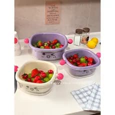 Cesta de drenagem fofa dupla camada espessada cozinha doméstica sala de estar lavagem de frutas filtro de lavagem de veg