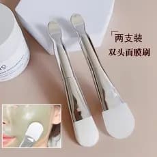 Escova de máscara de duas cabeças atualizada, cerdas macias de Silicone, conjunto de duas peças com colher, máscara DIY,