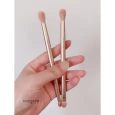 Pincel de duas cabeças de lã pincel de sombra detalhe escova de cabelo Animal nariz destaque escova de manchas cabeça re