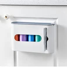 Saco de lixo caixa de armazenamento fixado na parede Visual grande capacidade com prateleira saco de plástico de cozinha