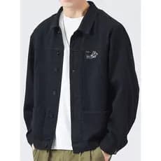Jaqueta jeans masculina preta 2026 novo estilo puro algodão solto jaqueta de carga jaqueta jeans primavera outono Casual