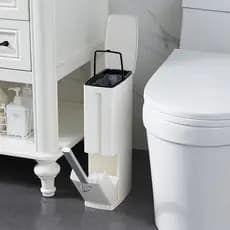 Tio Dake Lixeira multifuncional para banheiro Lixeira estreita com escova de vaso sanitário Lixeira Extra pequena
