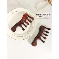 Pente de massagem de dentes largos de sândalo vermelho pente de massagem de cabeça couro cabeludo relaxar uso diário pen