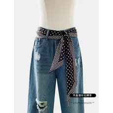 Cor sólida bolinhas flor cinto feminino decoração combinando saia atada cintura corrente combinando Jeans cintura orname
