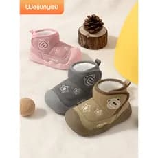 Weijunyi pé botas de neve do bebê menino sapatos de algodão inverno velo-velo sapatos de bebê crianças sapatos de algodã