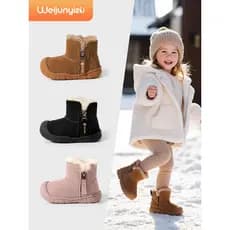 Weijunyi pé crianças botas de neve sapatos de algodão do bebê inverno forro de lã crianças sapatos meninos neve algodão