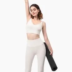 Exportação de comércio exterior branco nu cintura alta sem constrangimento calças de Yoga sem costura feminino tornozelo