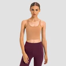 Exportação de comércio exterior tecido Nude novo estilo com almofada no peito colete de Yoga elástico Casual All-Match F