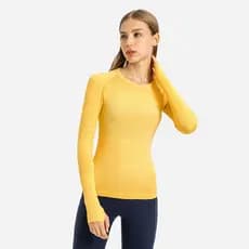 Exportação de comércio exterior novo estilo senhoras Yoga manga comprida em torno do pescoço esportes camiseta correndo