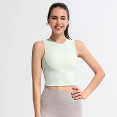Exportação de comércio exterior tecido com nervuras novo estilo colete esportivo feminino com almofada no peito roupas d