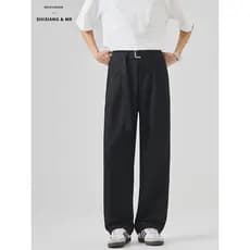 2026 novo estilo High-End calças casuais de negócios masculinas verão estilo fino solto lã reta Drape Anti-Wr