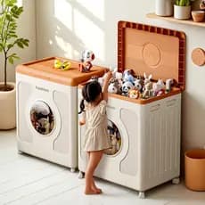 Caixa de armazenamento de brinquedos para crianças, caixa de armazenamento doméstica de grande capacidade, boneca de pel