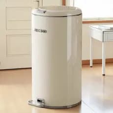 2024 lata de lixo de aço elegante tamanho grande estilo creme doméstico Flip pé passo sala de estar luz luxo High-End gr