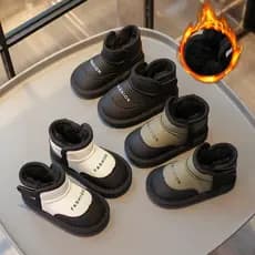 Botas de neve do bebê inverno novo estilo meninos sapatos de sola macia da criança forro de lã crianças sapatos de algod