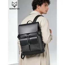 High-End masculino impresso mochila aba cordão mochila de negócios grande capacidade Commuter computador saco de viagem