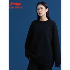 Li Ning jaqueta feminina 2025 novo estilo primavera outono jaqueta solta Casual esportes senhoras topo puro preto moleto