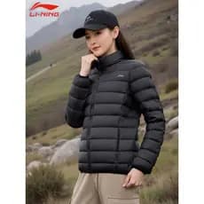 Li Ning gola alta para baixo jaqueta feminina inverno novo estilo pato para baixo jaqueta quente jaqueta de algodão engr