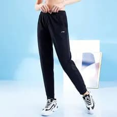 Li Ning Calças esportivas femininas 2026 novo estilo de lã-velo autêntico moletom com punho de algodão Leggings soltas