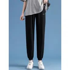 Li Ning calças esportivas femininas 2026 verão preto solto moletom Casual de secagem rápida tamanho grande gravata compr