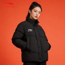 Li Ning Jaqueta Curta Acolchoada Unissex Gola Quente Jaqueta Esportiva Inverno Jaqueta Grossa Jaqueta Feminina Pão