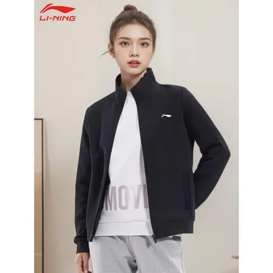 Li Ning moletom com gola alta feminino outono novos produtos correndo salto ciclismo roupas esportivas preto solto casal