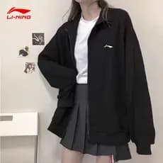 Li Ning jaqueta masculina feminina mesmo estilo primavera outono novo estilo Cardigan gola correndo moletom jaqueta casa