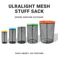 [HODR] Kit 5 Sacos de Malha Ultraleves | Organizador Respirável 15-47g para Camping, Roupas e Trekking - Sistema Modular