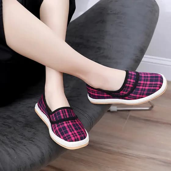 Sapatos de pano respirável feminino velho pequim mulheres de meia-idade idosos sola de pano único aro barco sapatos verã
