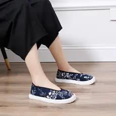 Estilo Retro na moda sapatos femininos Melaleuca sola redonda pano sola sapatos estudantes do sexo feminino novo estilo