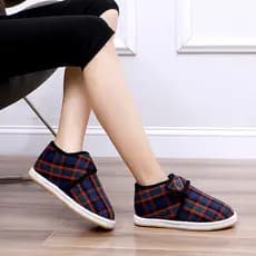 W inverno xadrez sapatos de pano feminino velho pequim quente sapatos femininos inverno casa interior Anti-deslizamento