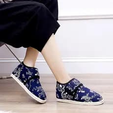 Forro de lã azul branco sapatos de pano feminino Melaleuca sola inverno casa Casual sapatos quentes de meia-idade idosos