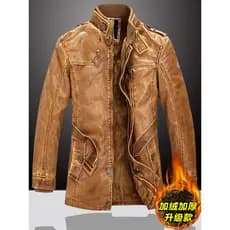 Jaqueta de couro masculina forro de lã de inverno engrossado jaqueta de couro masculina gola jaqueta de couro de pele tu