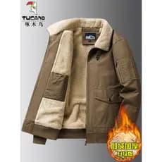 Woodpecker jaqueta masculina de inverno jaqueta de algodão outono inverno forro de lã grosso jaqueta de algodão puro Wor