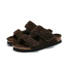 2026 Rui Foot Outono Inverno Novo Estilo Chinelos de Cortiça Femininos Desgaste Exterior Camurça Sandálias Quentes Sapat