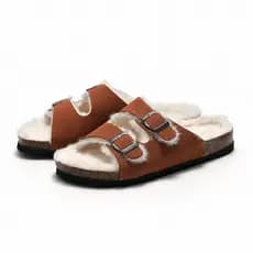 Rui pé outono inverno novos produtos forro de lã chinelos de cortiça femininos inverno quente sandálias masculinas exter