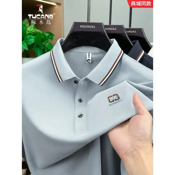 Woodpecker novo estilo bordado camisa polo masculina verão simples All-Match camiseta de manga curta negócios Casual mei