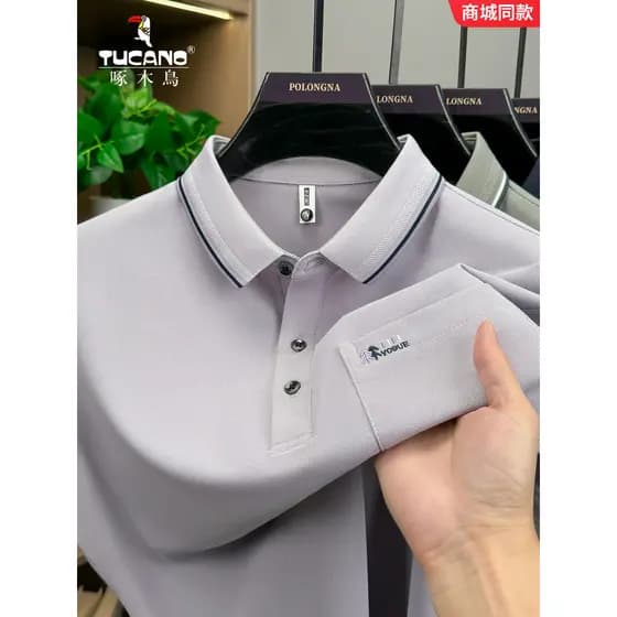 Camisa polo masculina de bolso Woodpecker 2026 novo estilo verão bordado camiseta de manga curta Casual All-Match